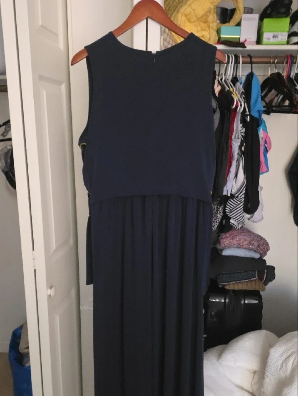 Michael Kors Navy Sleeveless Maxi Dress with Gold Grommet Accents - Picture 8 of 9